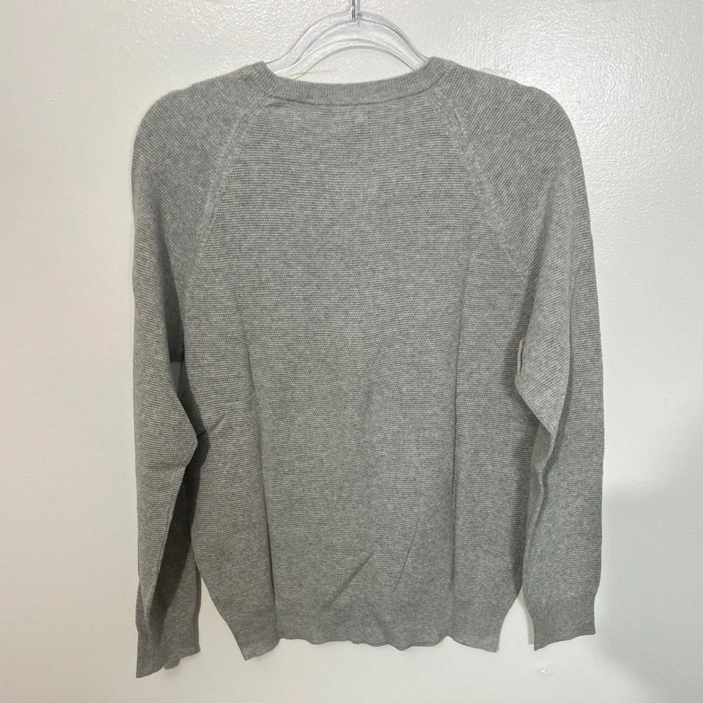 J.Crew Crewneck Sweater Men's Medium Grey 100% Cotton Textured‎ Raglan CD617
